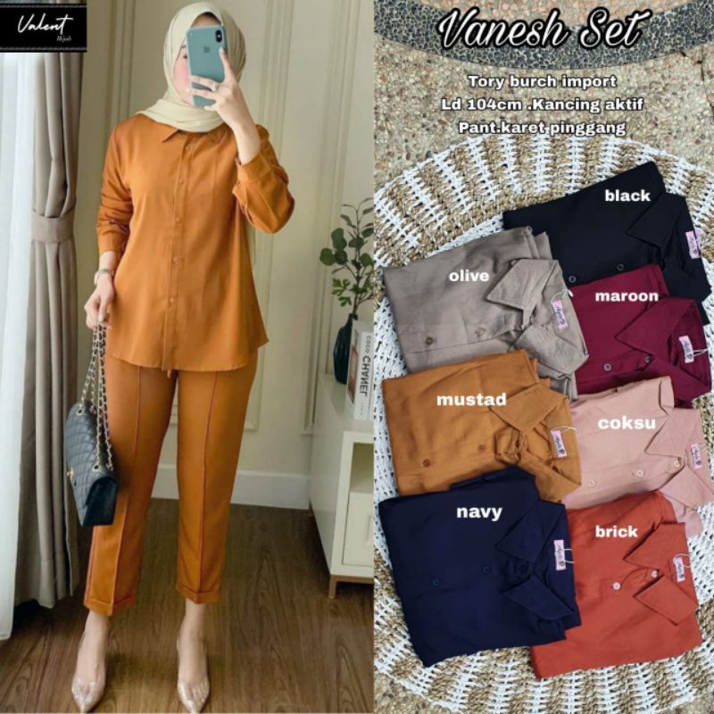 VANESH SET  // ONESET // BAJU WANITA // PAKAIAN WANITA MUSLIM // ONE SET // TORRY BURCH IMPORT BY VALENT HIJAB-6
