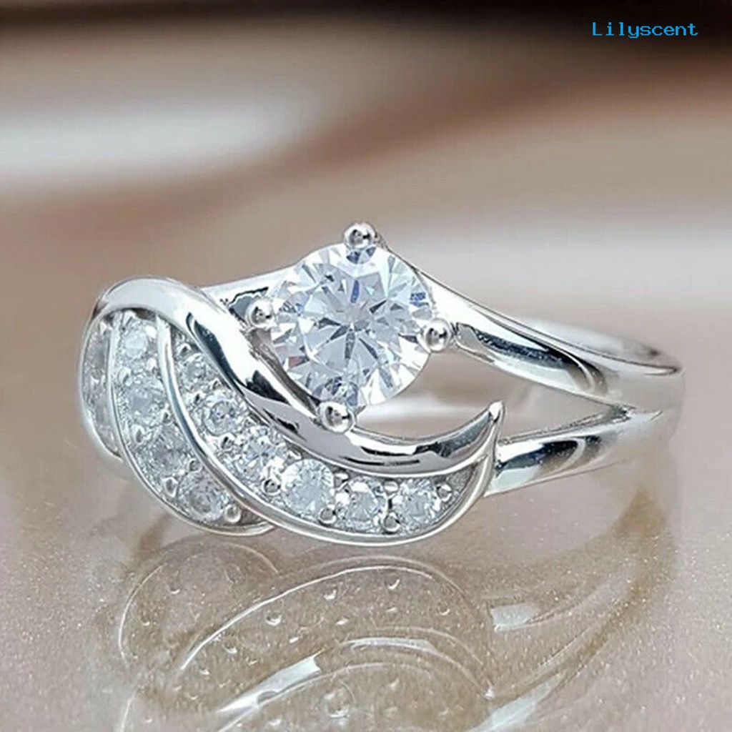 Ls Perhiasan Cincin Nikah Desain Sayap Malaikat Hias Berlian Imitasi Untuk Wanita