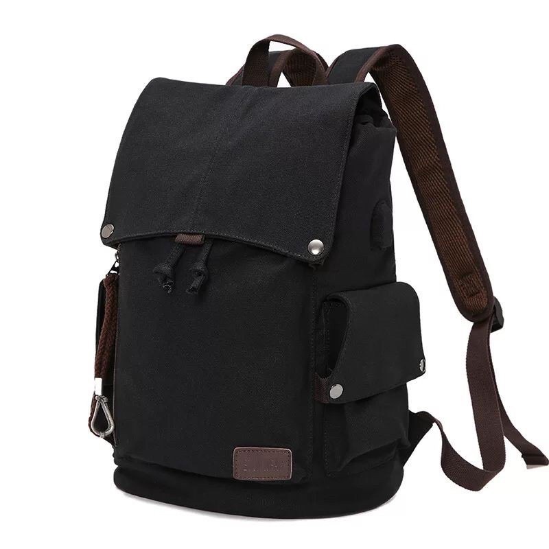 Tas Ransel Canvas Pria Backpack Laptop Up to 15 Inch - Tas Gendong Wanita Daypck