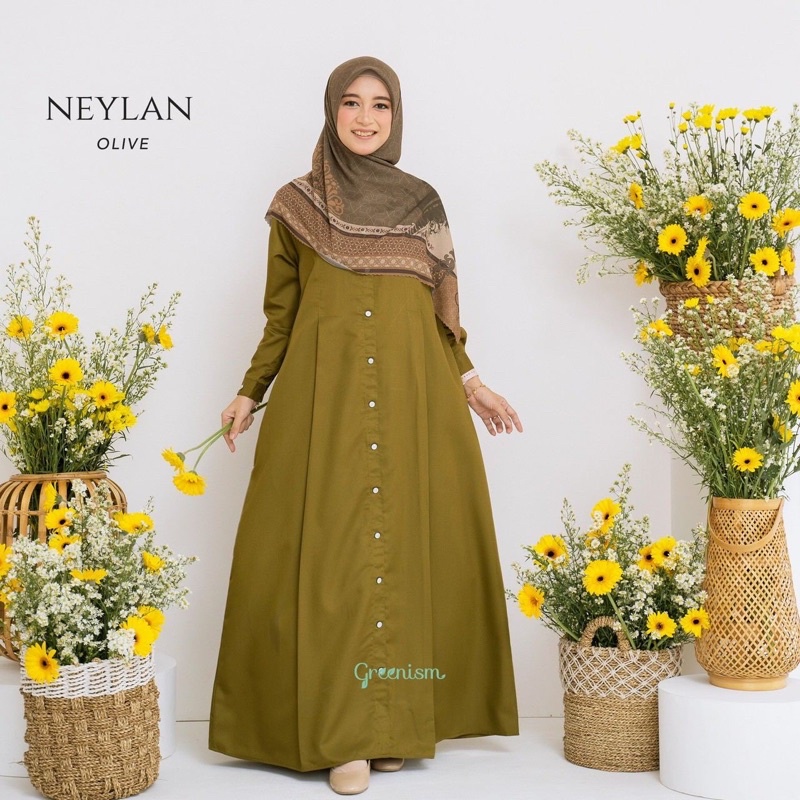 Neylan Dress Gamis Polos Simple Katun Toyobo by Greenism