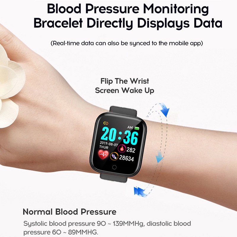 SKMEI Y68 Smartwatch band Jam Pria Wanita Sport Fitness Tracker Heart Rate Blood Oxygen Jam pintar digital Bluetooth Android synchronize sinkronisasi mi band  Y68 Smart Watch Fitness Bracelet Heart Rate Monitoring Reminder Step Counting Information Push