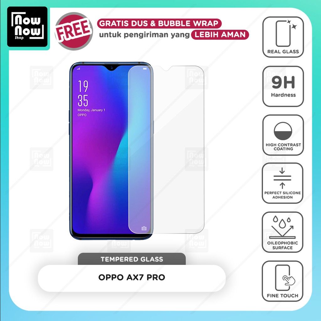 Tempered Glass Anti Gores Oppo AX7 Pro Screen Guard Protector 9H Kaca Temperglass