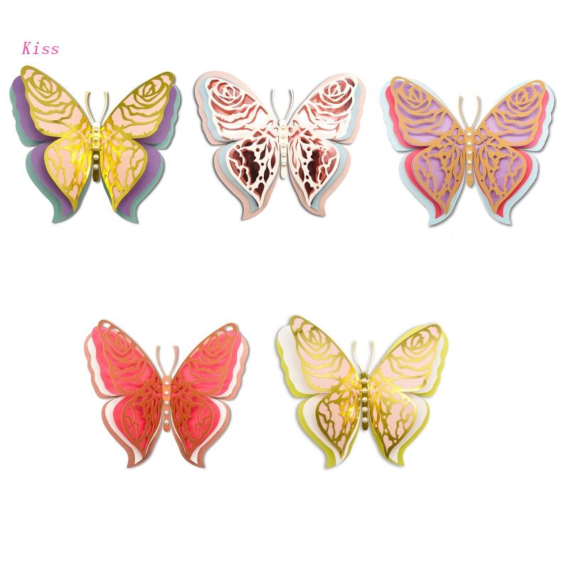 Stiker Dinding Decal Desain Butterfly 3D Glitter Untuk Ruang Kelas Anak