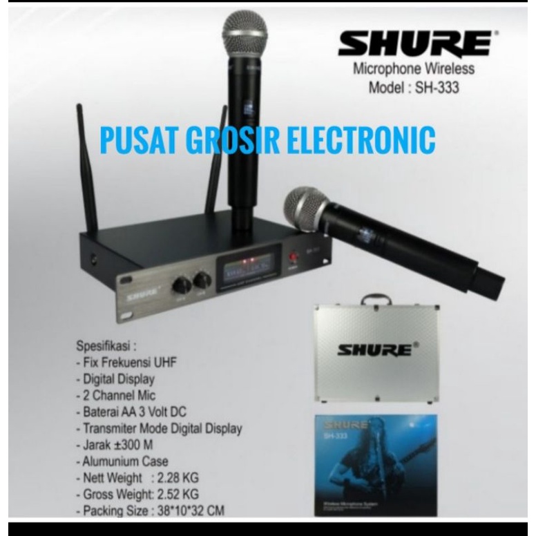 MIC WIRELESS SHURE SH 333 MIC TANPA KABEL SH333 HANDHELD