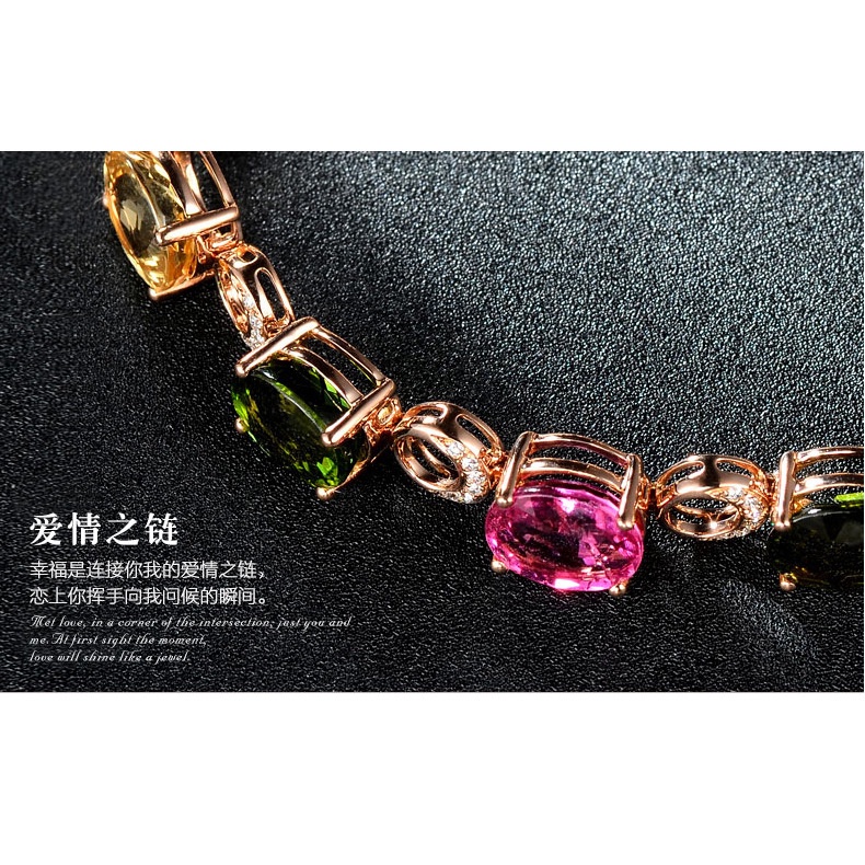 Gelang Zircon Warna-Warni Bahan Stainless Steel Lapis Emas Untuk Wanita