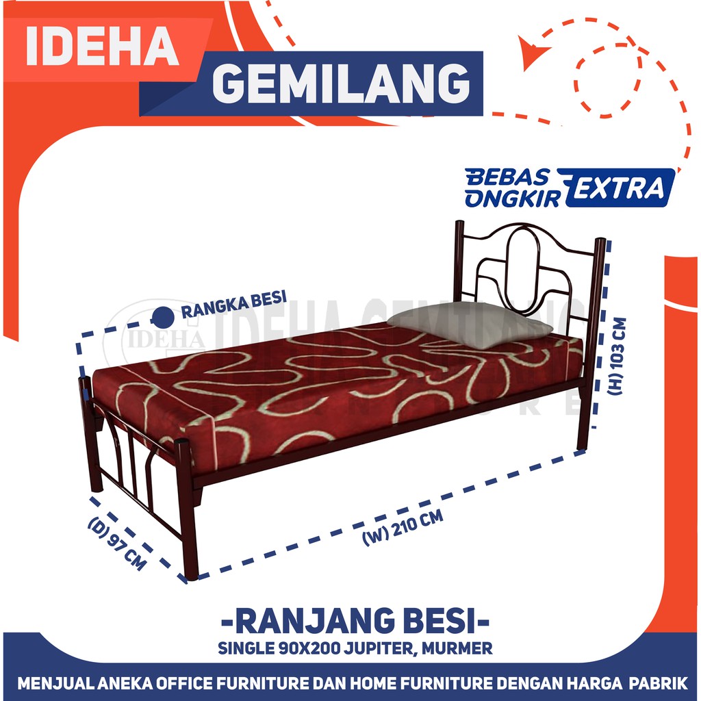 Ranjang Besi Single 90x200 Jupiter