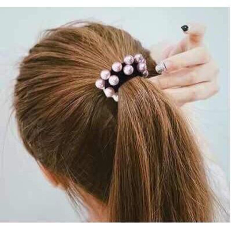 BC IKAT RAMBUT KOREA ELASTIS PEARL AND GOLD IKAT RAMBUT MUTIARA KOREAN NEW STYLE