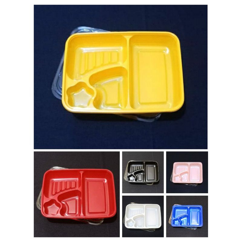 (10pcs) Tray Bento sekat 4 bintang / wadah makanan / mika bento