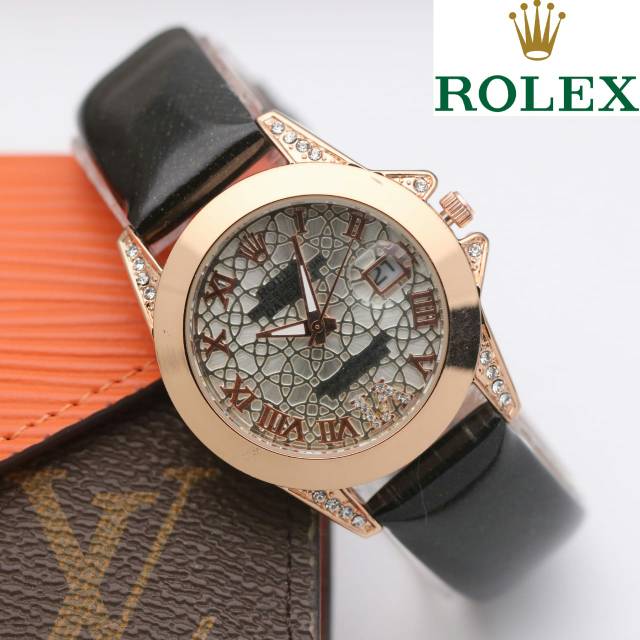 JAM TANGAN ROLEX MADU KULIT TGL AKTIF 3,5 CM // JAM TANGAN WANITA
