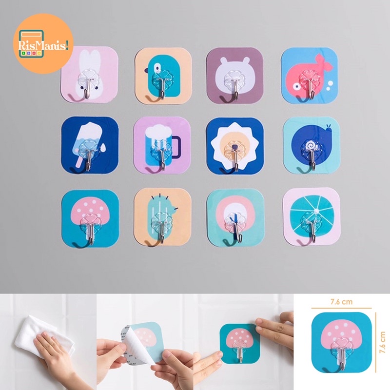 CUTE WALL HOOKS - Cantolan Pengait Baju Gantungan Dinding Hiasan Kamar Dapur Toilet Motif Hewan Lucu