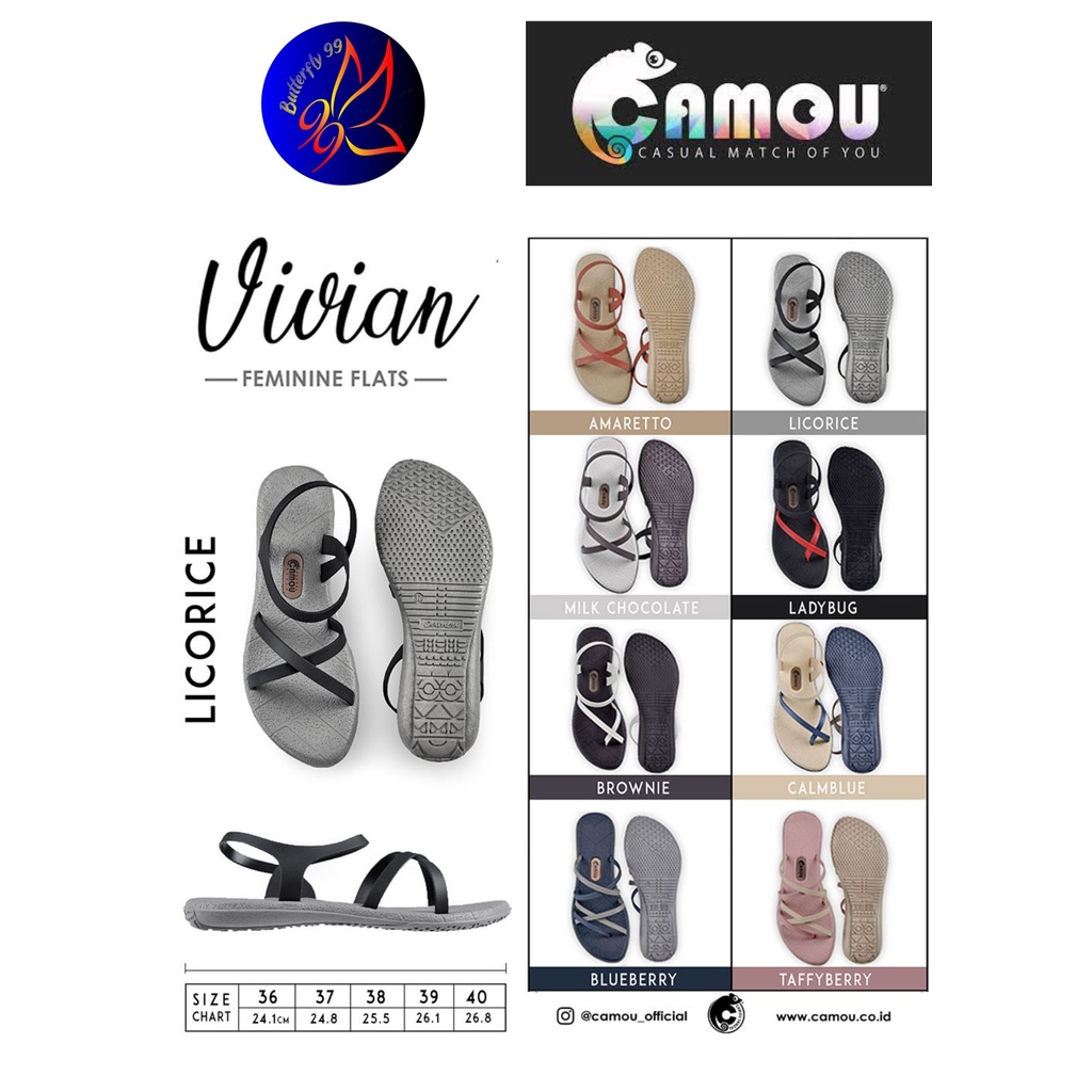 Vivian Sandal Wanita Sandal Flat Sandal Original Sandal Camou   Tipe : Vivian