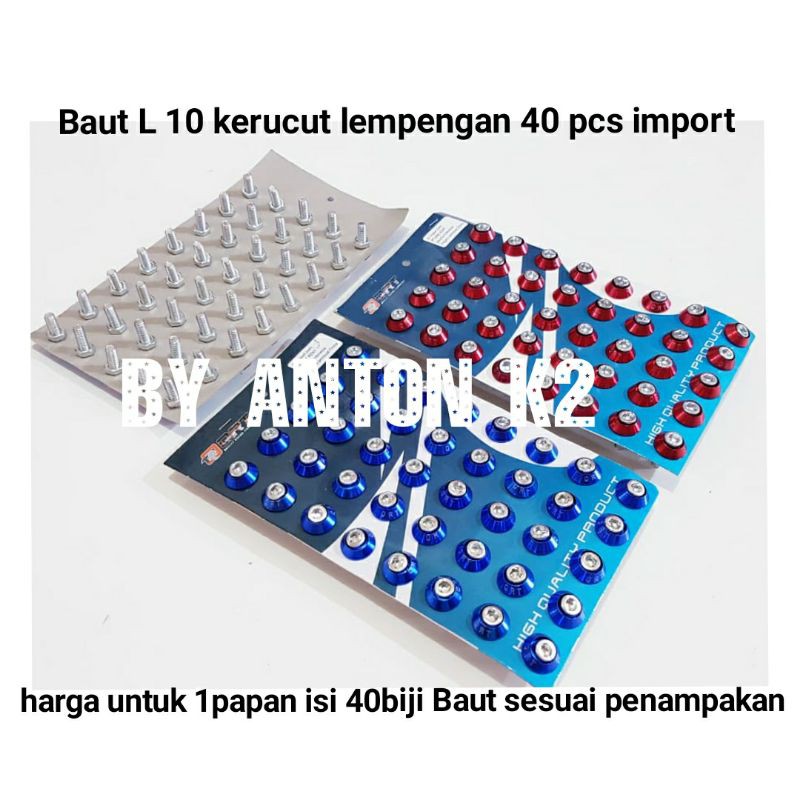 AKSESORIS VARIASU BAUT BODI-BAUT L 10 RING MONEL LEMPENGAN-BAUT PLAT NOMOR-BAUT BK LEMPENGAN KERUCUT