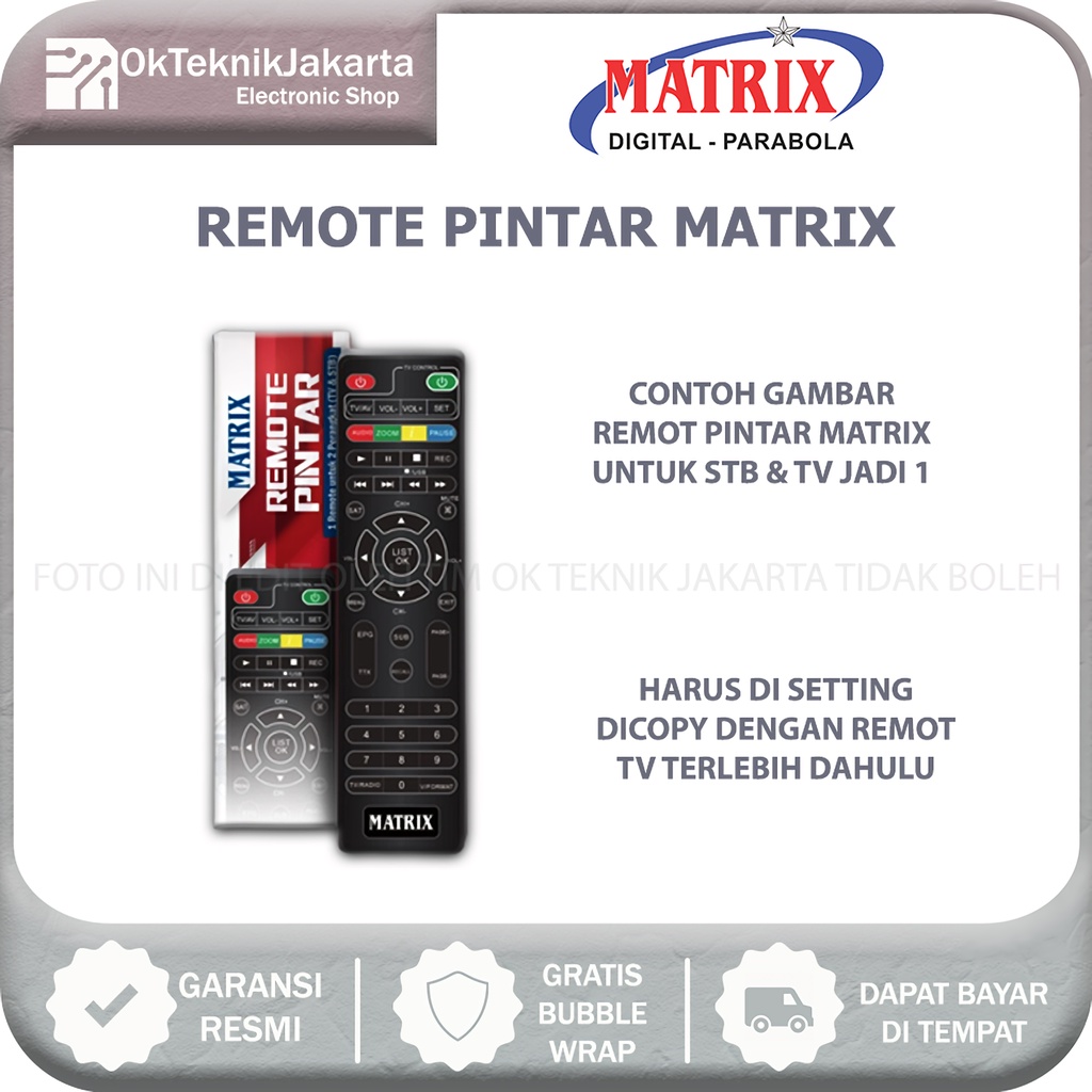 Remot Pintar Matrix /Remote untuk Set Top Box &amp; Receiver Parabola