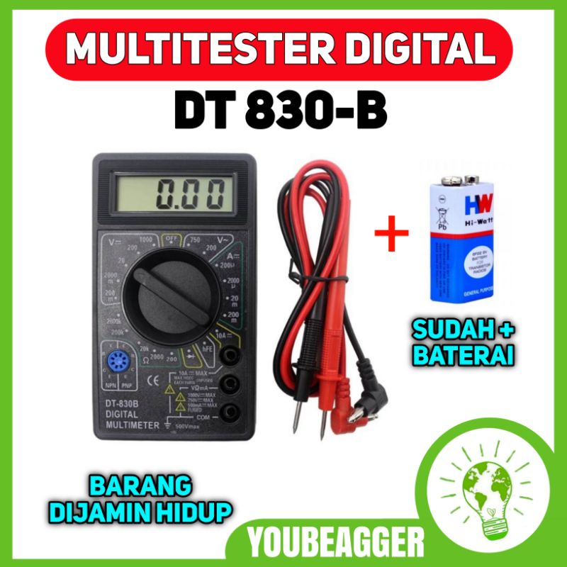 MULTITESTER DIGITAL DT 830B Avometer + BATERAI