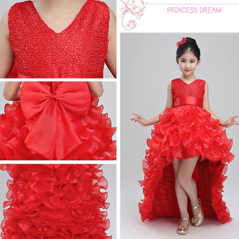 Kid Long Tail Price Dress Girl Tutu Gaun Gaun Bola Bola Big-simpul Big-simpul