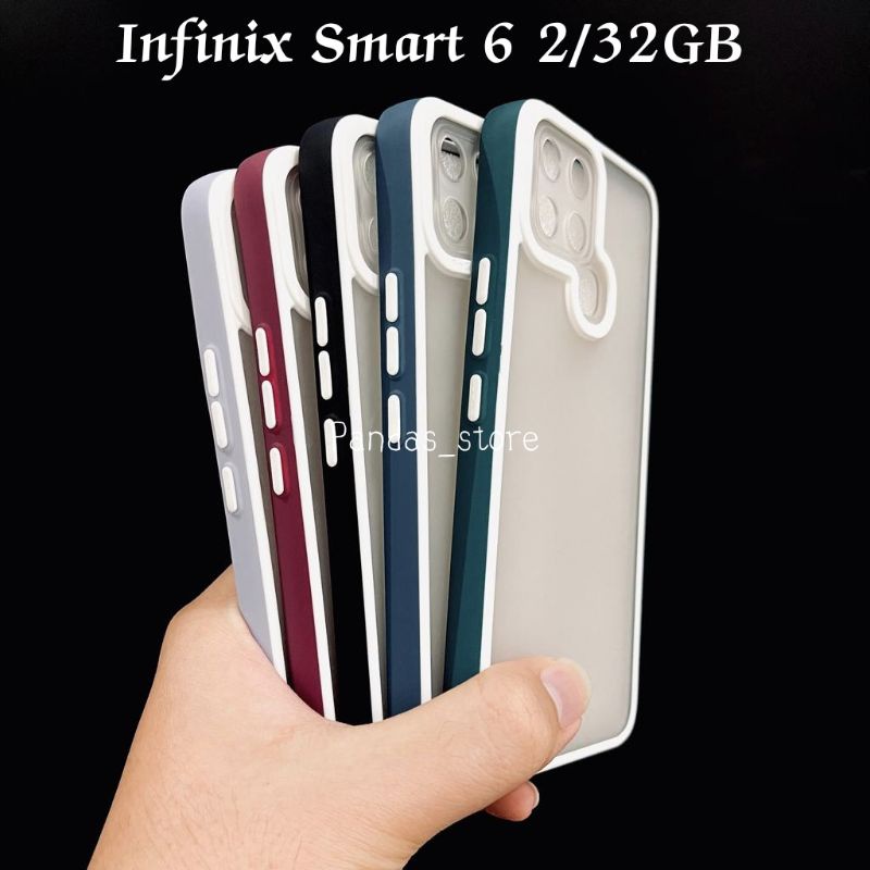 Pro Hybird Infinix Smart 6 NFC 2/32GB, Smart 6 3/64GB, Smart 5 Softcase Halus dan Elegan / Pinggiran Garis Putih Keren (Pandas)