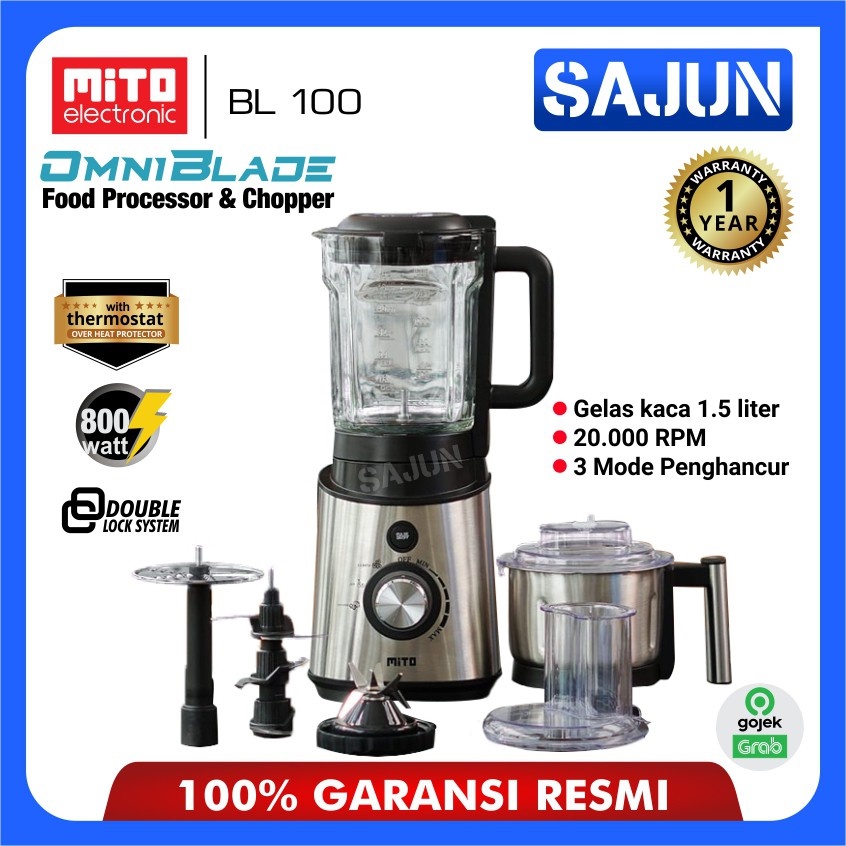 Mito Food Processor 1,5 Liter BL-100 Omni Blade Blender BL100 ( / food processor / penggiling daging / blender daging / blender bumbu / penggiling kopi )