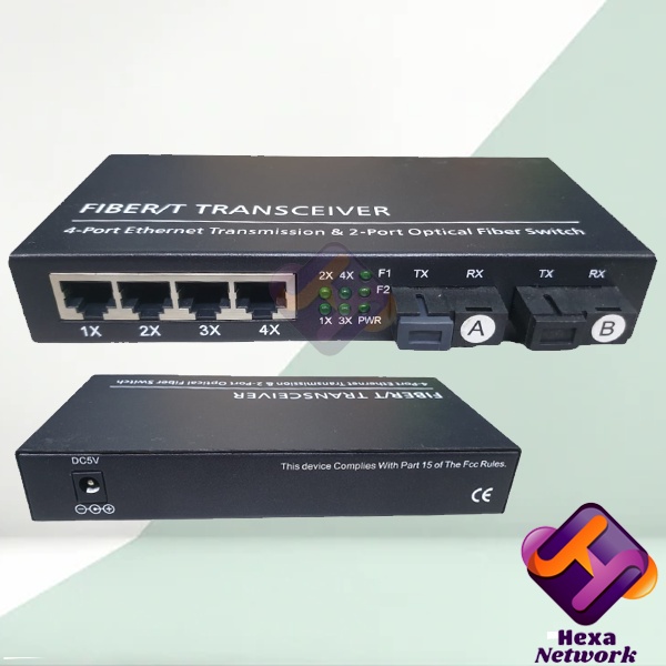 Media Converter 2 SC 4 LAN Gigabit | Ethernet Fiber Switch 2 Port FO 4 Port LAN Gigabit