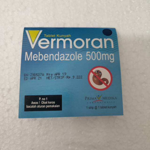 Obat Cacing Vermoran Mebendazole 500 mg (1 Strip isi 1 tablet)