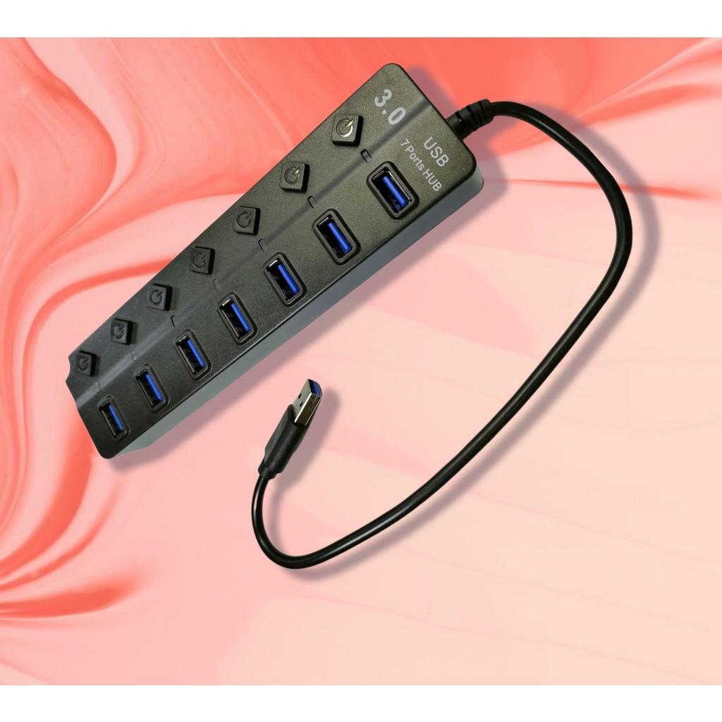 Usb 3.0 hub 7 port switch on-off 5Gbps 30cm cable with Dc 5v power 507