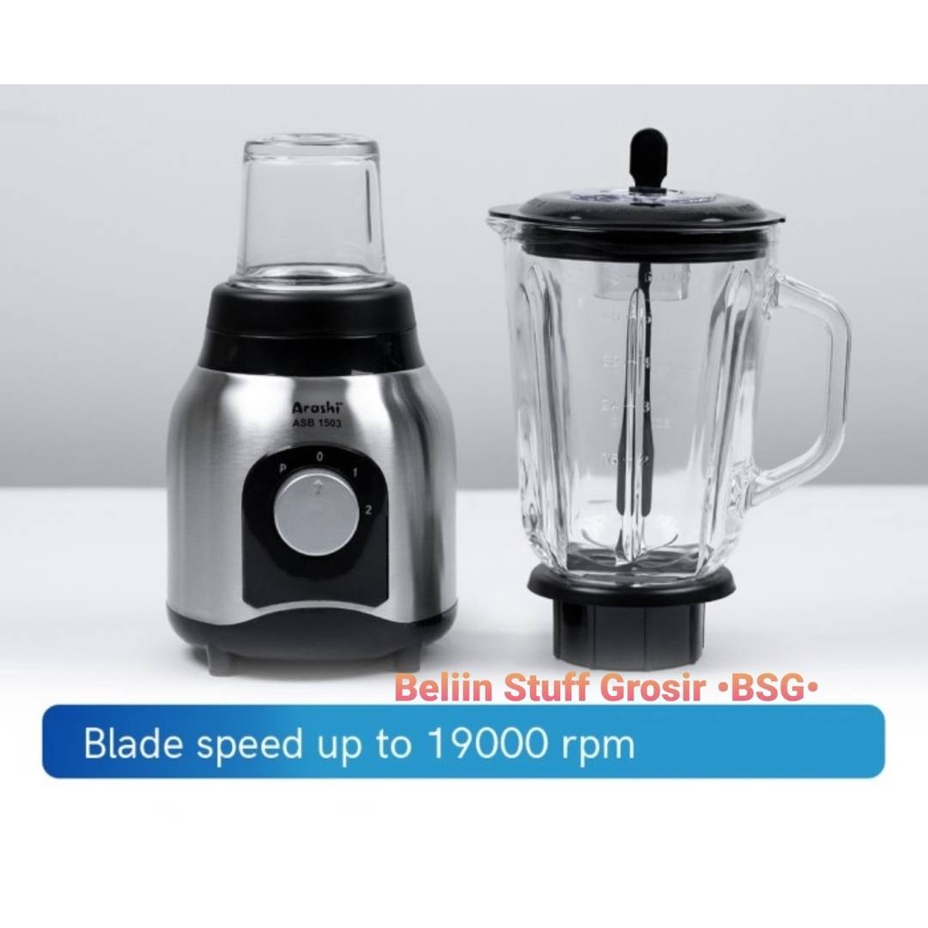 Juicer Blender Arashi ASB 1503/ Blender Kapasitas 1.5 liter/ Blender Jar Plastik 2 in 1