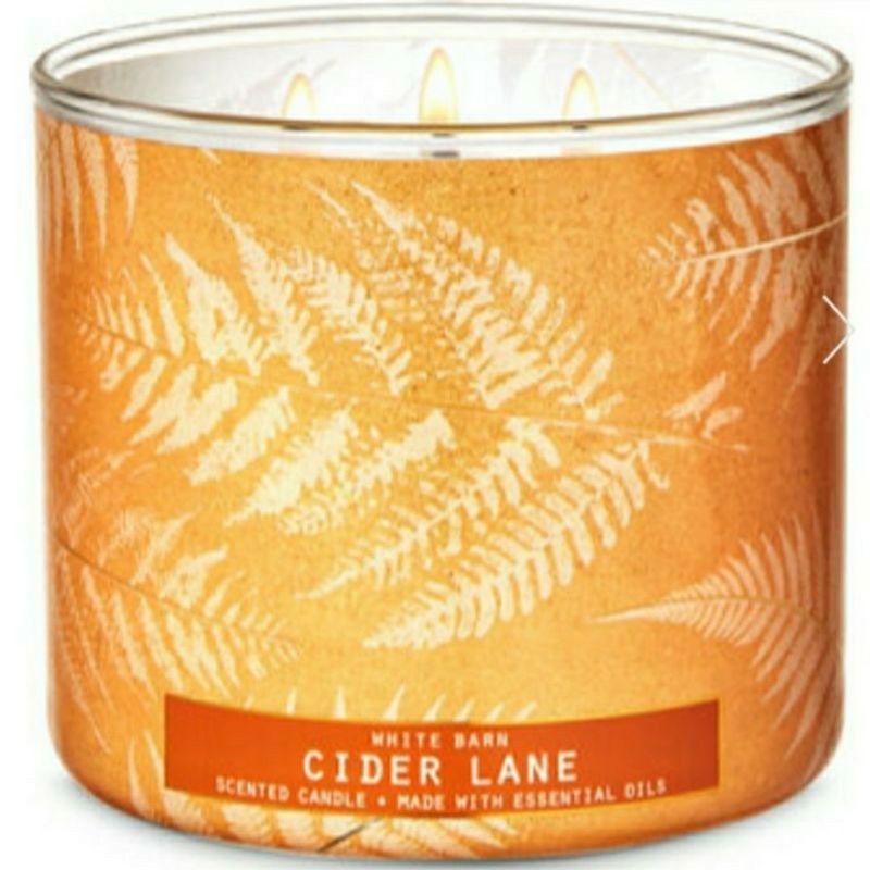 BATH &amp; BODY WORKS BBW CIDER LANE 3-WICK SCENTED CANDLE 411 G LILIN WANGI SUMBU UKURAN BESAR