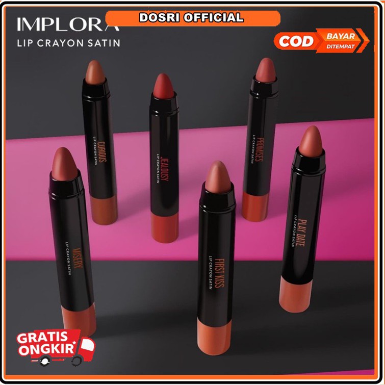 (BISA COD) New Implora Lip Crayon Satin Lip Stick Bibir