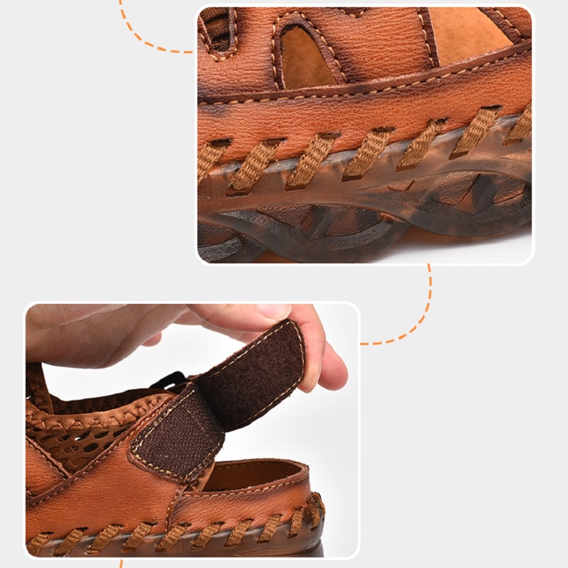 Original Kulit Asli Olahraga Outdoor Sandal Pria Hiking Gunung Sendal Adventure Anti Slip Mendaki Cowok Dewasa Keren 194