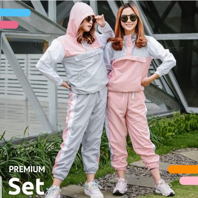 BAJU SETELAN KOSTUM OLAH RAGA WANITA JAKET HOODIE SET CELANA TRENING