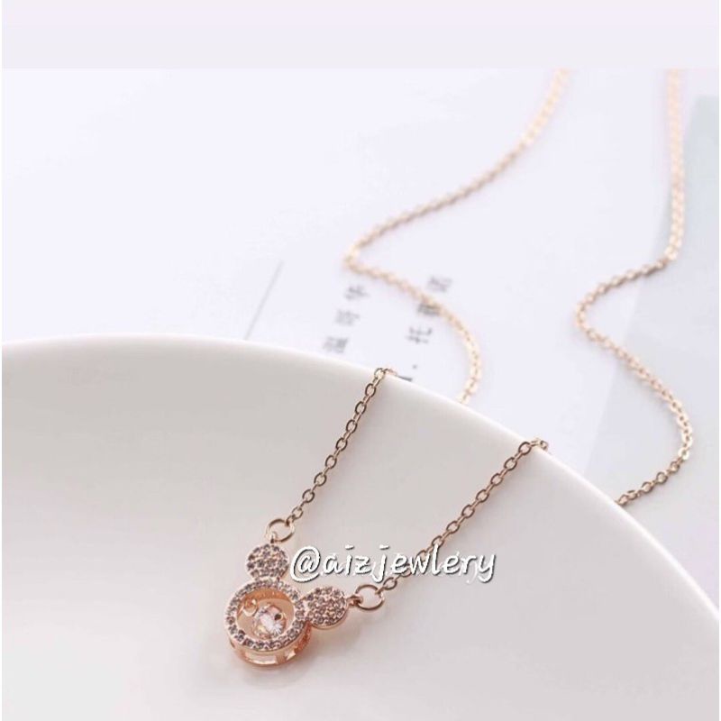 Kalung Korea KT-24 Titanium Mickey Lucu Anti Alergi &amp; Karat