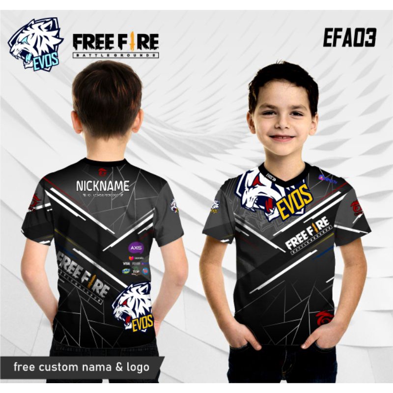 baju evos free fire jersey, jersey e sport evos free fire baju evos baju gamers