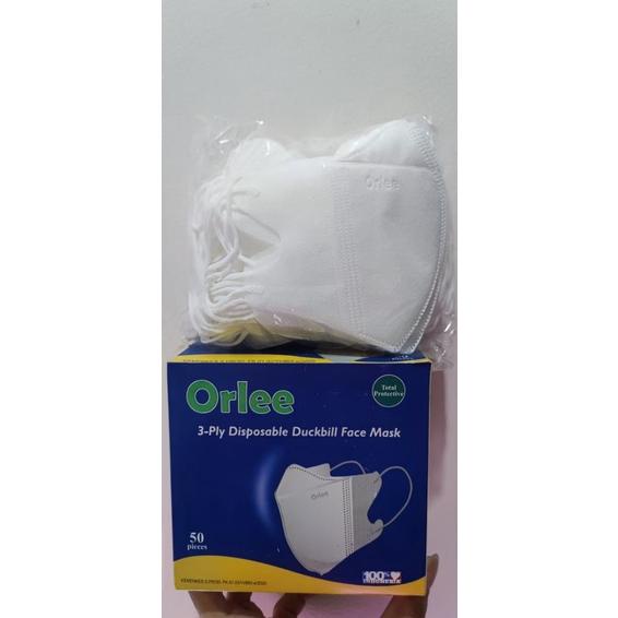 MASKER DUCKBILL 3PLY DEWASA ISI 50 ORLEE 3D FACE MASK EARLOOP KEMENKES DUCK BILL GARIS EMBOS ORLEE