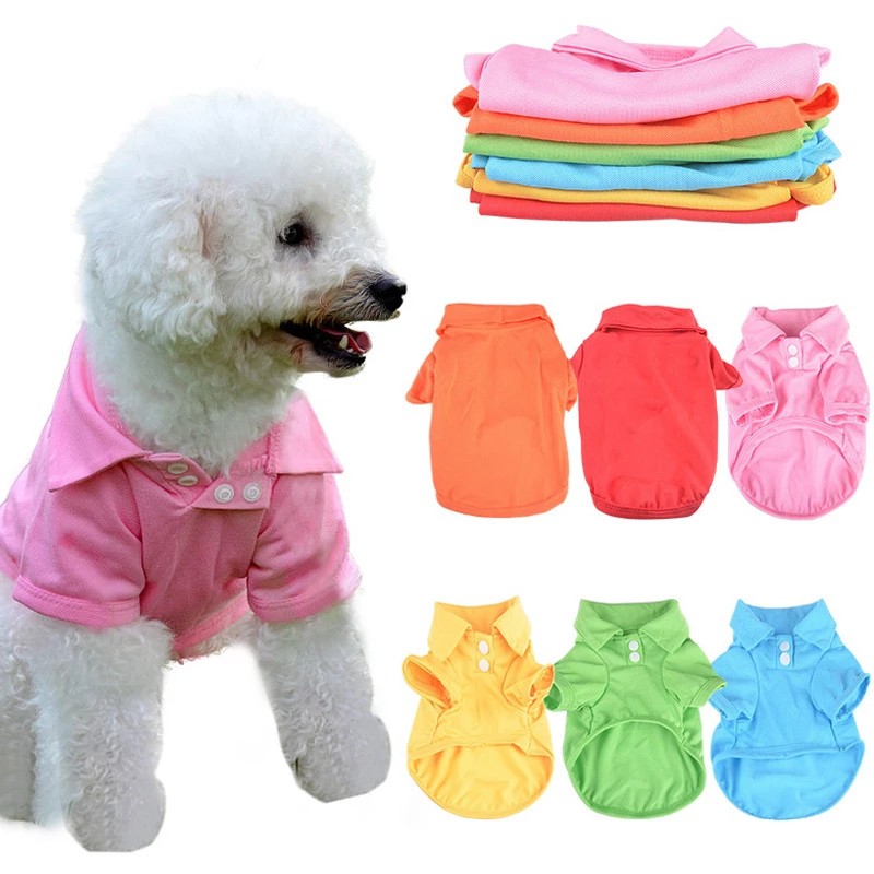 Baju Anjing / Kucing Lengan Pendek Warna Permen Polos