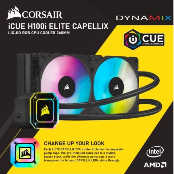 Corsair iCUE H100i ELITE CAPELLIX Liquid CPU Cooler RGB 240mm