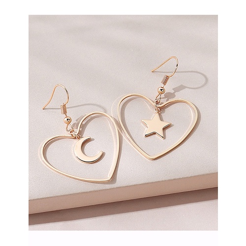 LRC Anting Gantung Fashion Golden Love Xingyue Earrings Y65618