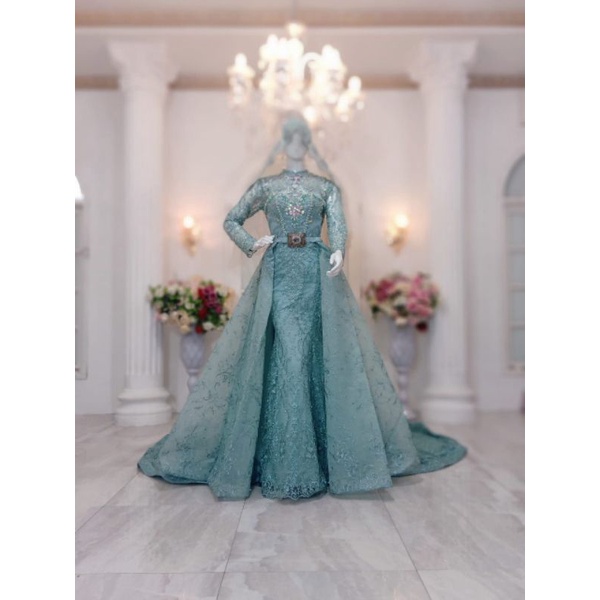 GAUN PENGANTIN MEWAH JUMBO/GAUN EKOR CRONOLIN//KEBAYA WEDDING/KEBAYA AKAD/BAKU PENGANTEN MODREN,5