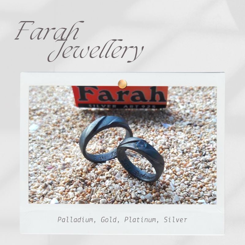 Cincin Tunangan Couple Perak Rhodium Hitam