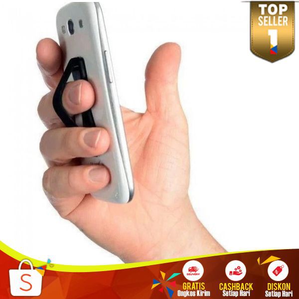 Holder Smartphone Jari Anti Slip Nyaman Digunakan Utk Semua Smartphone Adhesive Pad Kuat Tdk Licin