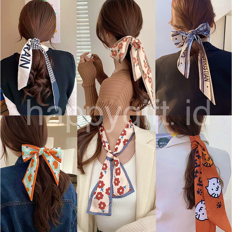 PREMIUM SATIN SYAL TWILLY BAG BANDANA SCARF / Ikat rambut tali Korea / Korean Silk Hair Ribbon