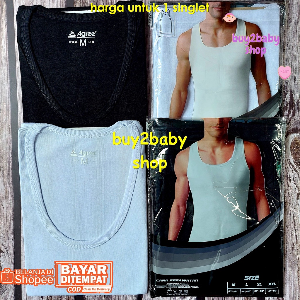 Kaos singlet pria Agree pakaian dalam bahan katun premium model sport super soft &amp; cool 1 Kaos