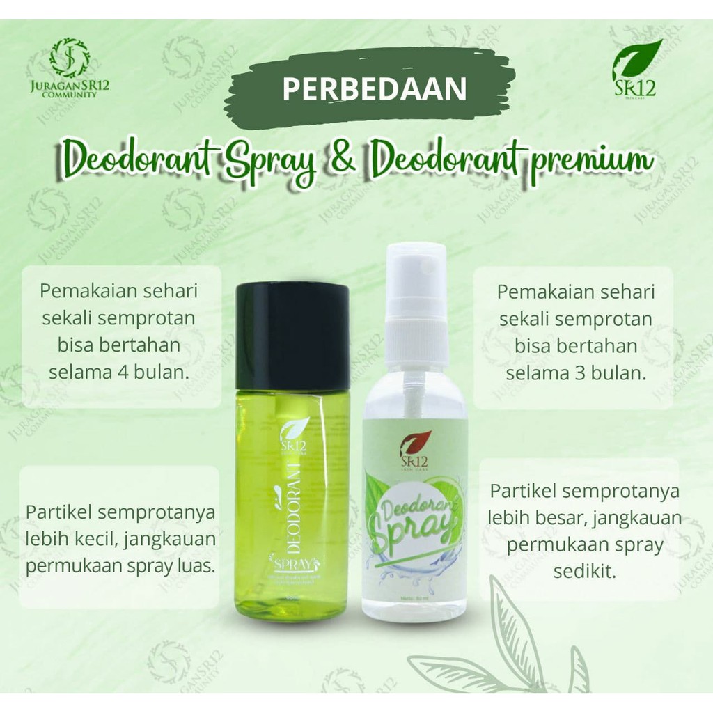 Deodorant Spray SR12 Untuk Bau Badan Anak Remaja Wanita Ibu Hamil Pria Memutihkan Ketiak Hitam Keringat Berlebih Basah Tawas BPOM Ori Herbal