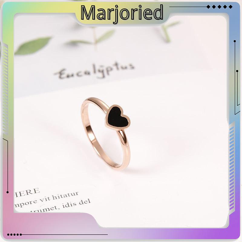 Korean Cinta Hati Cincin Titanium Lapisan Emas Model  Rose Gold-MJD