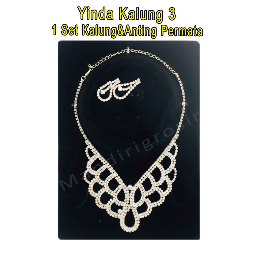 1 Set Kalung&amp;Anting Permata * Yinda Kalung 3 * Kalung Fashion * Aksesoris