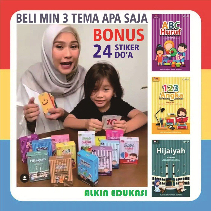 

FLASHCARD Kartu Pintar Belajar Anak Balita Huruf Angka Membaca Hijaiyah Buah Dll