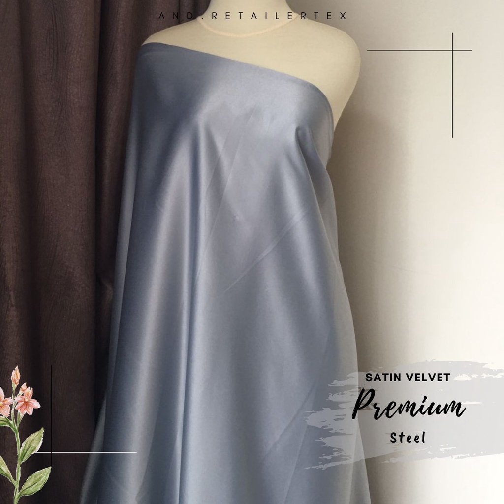 Kain Satin Velvet Premium Warna Steel Bahan Seragaman Bahan Furing Bisa Untuk Foto Backdrop Background Foto Produk