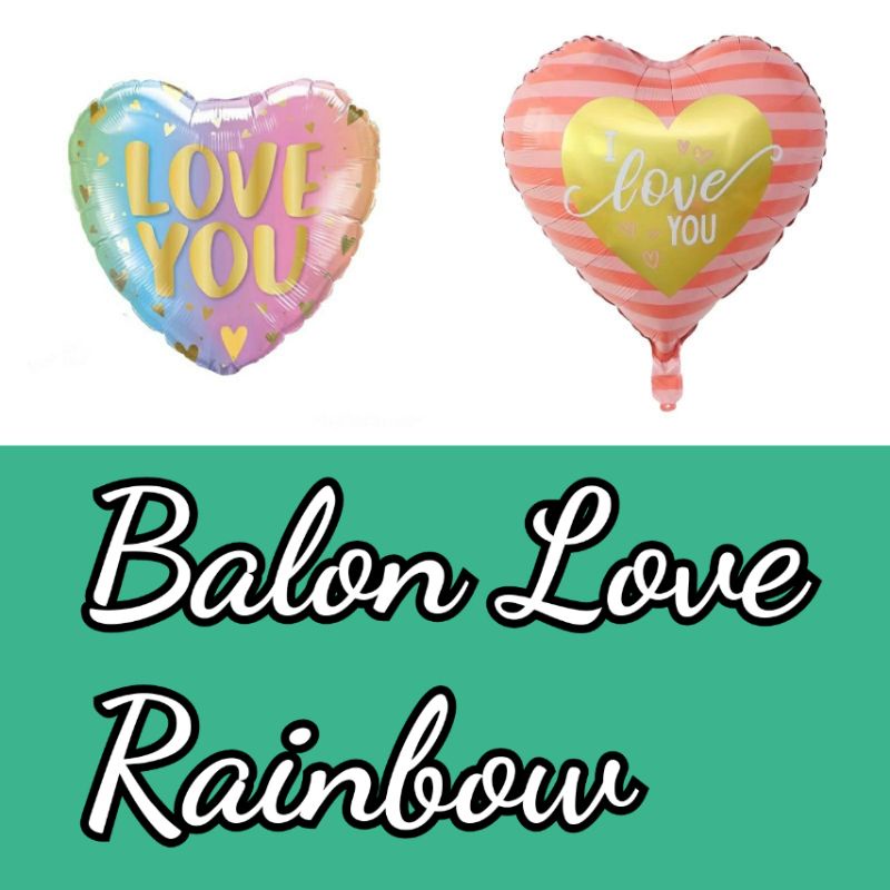 Balon Foil Love Rainbow Pastel Macaron Gradasi