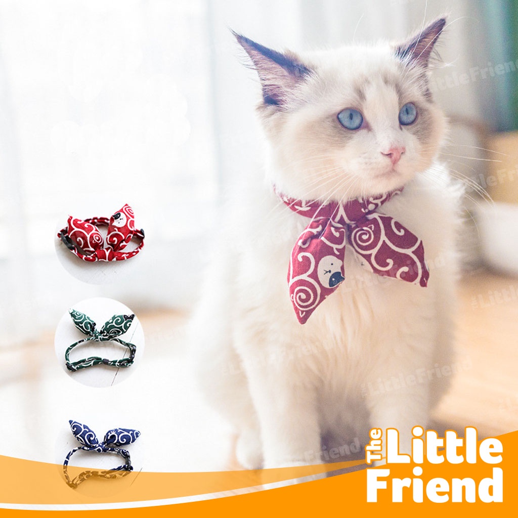 Collar Kalung Dasi Kucing Anjing Japanese Style Adjustable Bisa Diatur