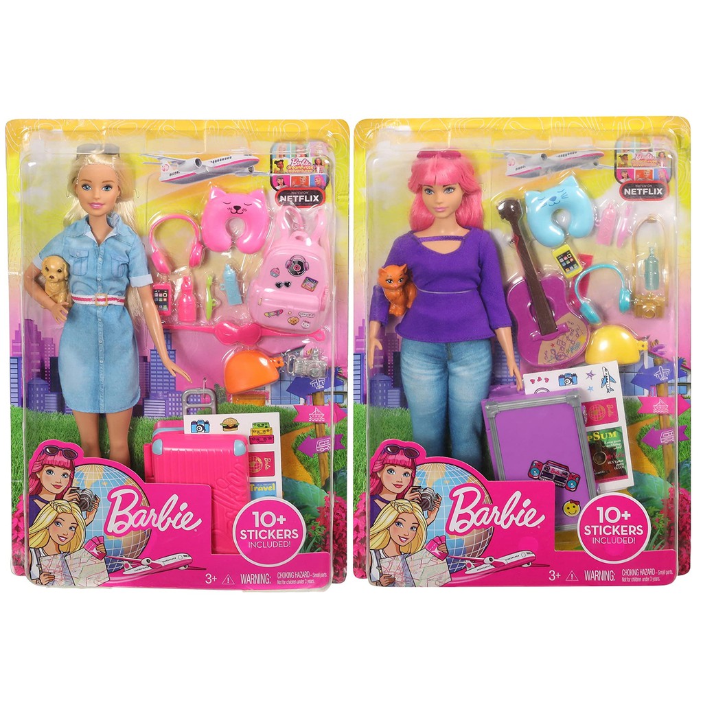barbie doll and travel set