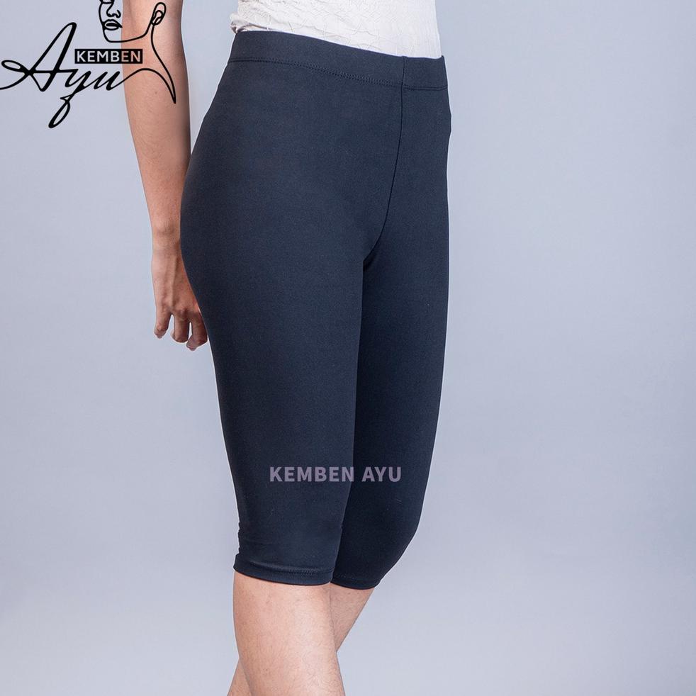 KGZ.26Au22p • Celana Legging Leging Pendek 3/4 Wanita Dewasa Jumbo Laging Polos Halus Karet Tebal Im