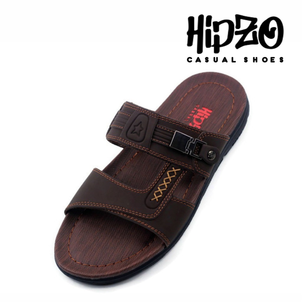 SANDAL KULIT SELOP PRIA KASUAL PELINDUNG KAKI UNTUK COWOK DEWASA ORIGINAL 100% HIPZO CT-01 SANDAL SANTAI FORMAL